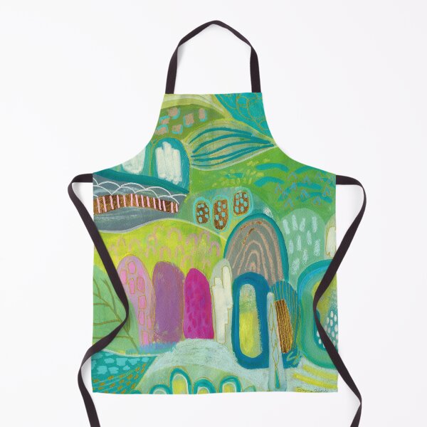 Item preview, Green Blue Abstract Village designed and sold by Suzanne Allard Design.