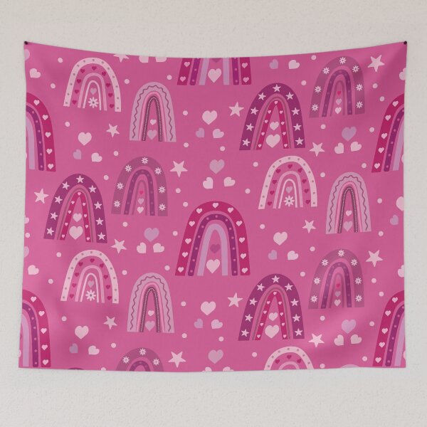 Item preview, Valentine  boho rainbow pattern with hearts and flowers  designed and sold by Yasminepatterns .