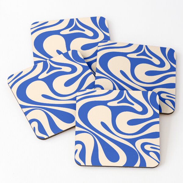 Item preview, Mod Swirl Retro Abstract Pattern in Cream and Bright Blue designed and sold by kierkegaard.