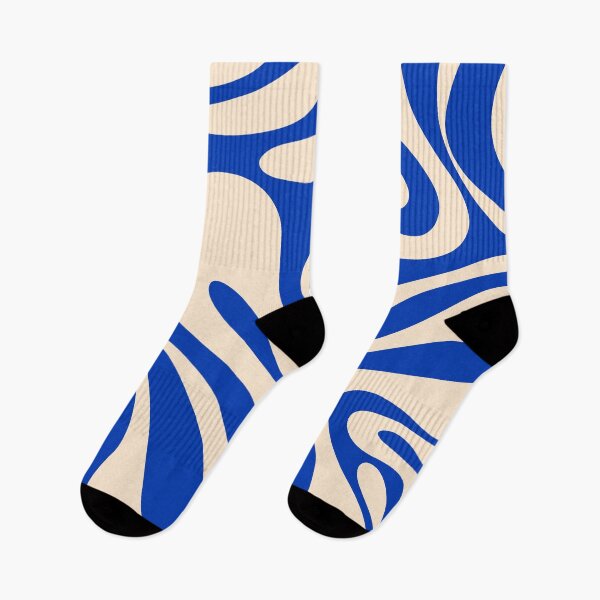 Item preview, Mod Swirl Retro Abstract Pattern in Cream and Bright Blue designed and sold by kierkegaard.