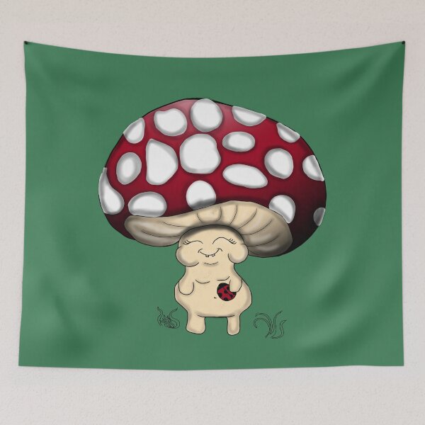 Item preview, Happy mushroom person with ladybug  designed and sold by DemonicGloom.
