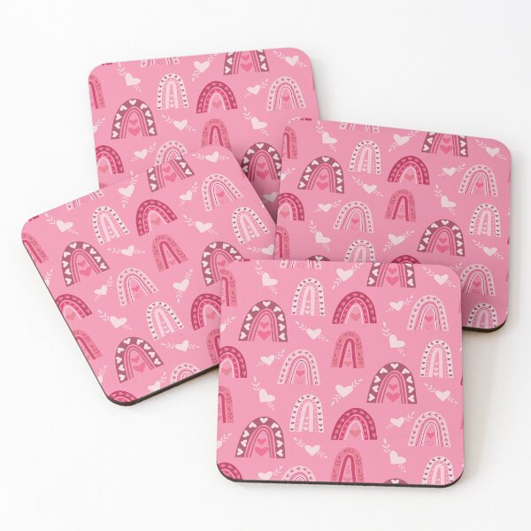 Item preview, Valentine  boho rainbow pattern in brown, pink and white with hearts   designed and sold by Yasminepatterns .