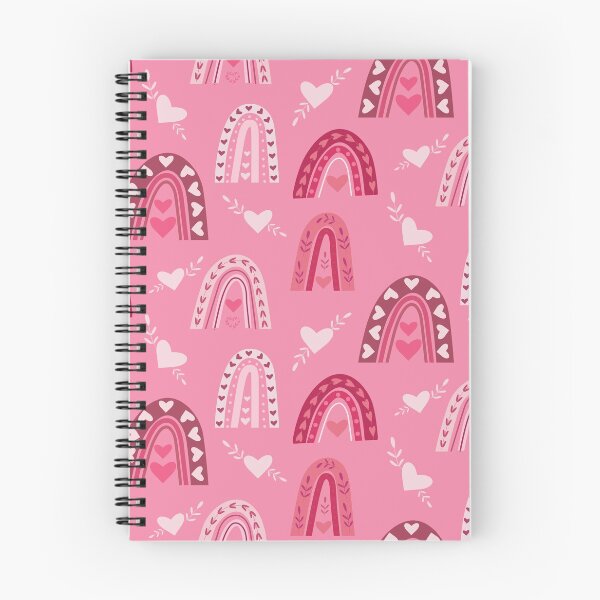 Item preview, Valentine  boho rainbow pattern in brown, pink and white with hearts   designed and sold by Yasminepatterns .