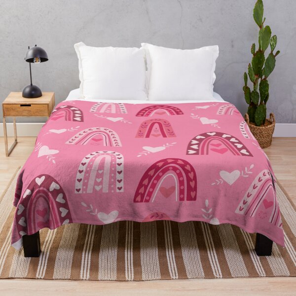 Item preview, Valentine boho rainbow pattern in brown, pink and white with hearts designed and sold by Yasminepatterns .