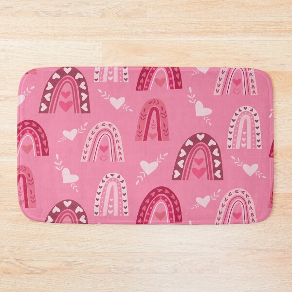 Item preview, Valentine  boho rainbow pattern in brown, pink and white with hearts   designed and sold by Yasminepatterns .