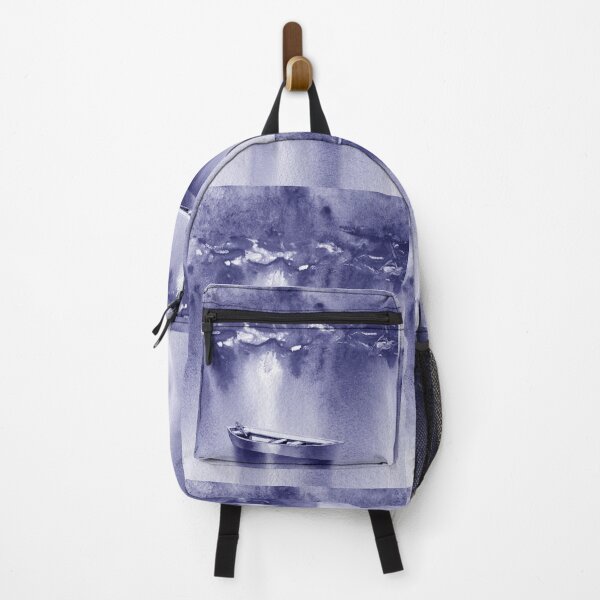 Item preview, Purple Blue Very Peri Watercolor Boat On The Lake I designed and sold by Irina Sztukowski.