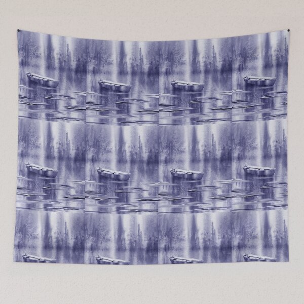 Item preview, Purple Blue Very Peri Watercolor Boat On The Lake II designed and sold by Irina Sztukowski.