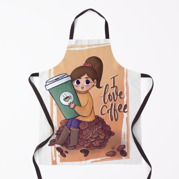 Item preview, I Love Coffee Cute Kawaii Girl designed and sold by SharSquaredArt.