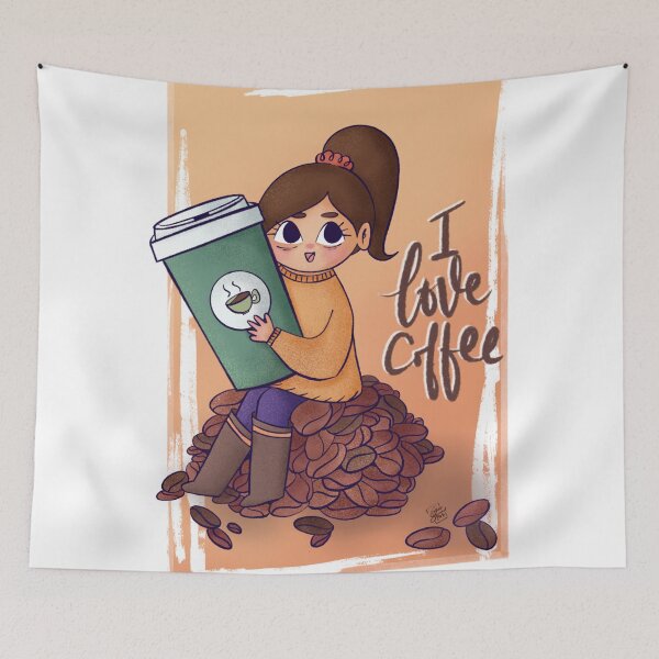 Item preview, I Love Coffee Cute Kawaii Girl designed and sold by SharSquaredArt.