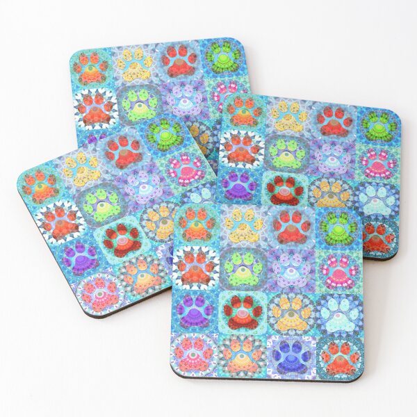 Item preview, Whimsical Colorful Dog Paw Art - Patchwork Paws designed and sold by Sharon Cummings Art.