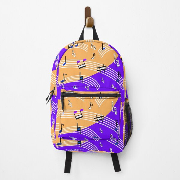 Item preview, Music Symbols on Curved Music Bars against an Orange Purple Background designed and sold by ThisNThatImages.