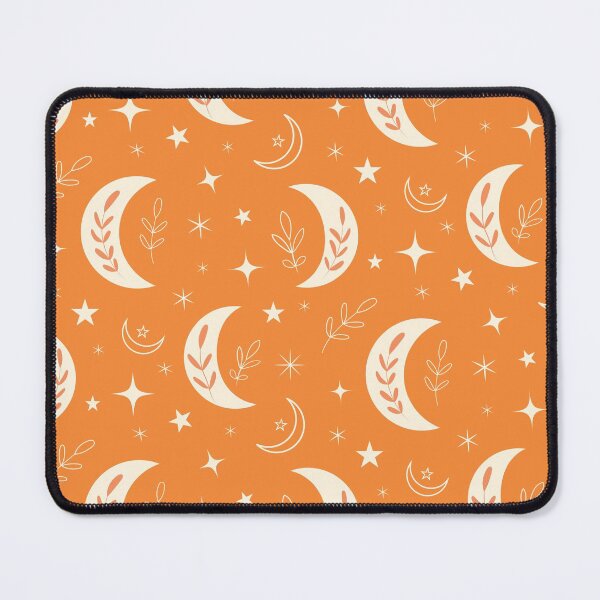 Item preview, Boho Moon Pattern with Leaves and Stars on Orange  designed and sold by Yasminepatterns .