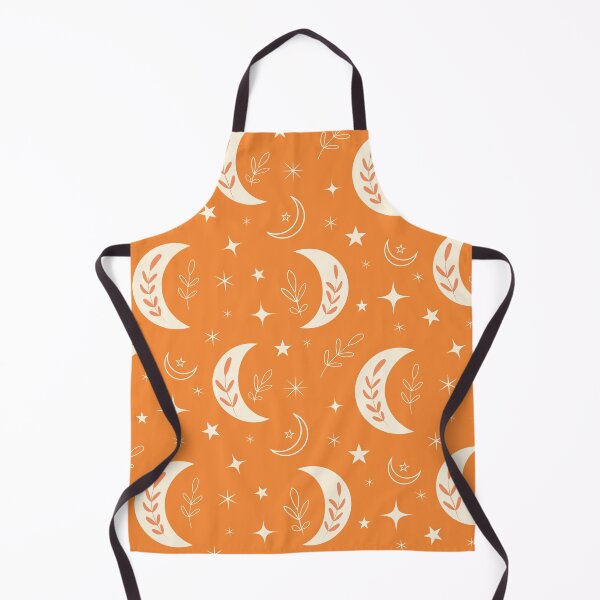 Item preview, Boho Moon Pattern with Leaves and Stars on Orange designed and sold by Yasminepatterns .