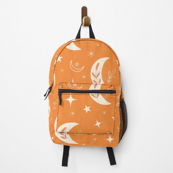 Item preview, Boho Moon Pattern with Leaves and Stars on Orange designed and sold by Yasminepatterns .