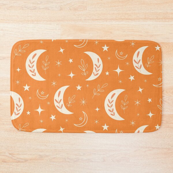 Item preview, Boho Moon Pattern with Leaves and Stars on Orange  designed and sold by Yasminepatterns .