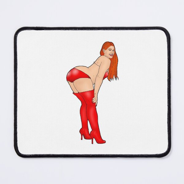 Item preview, PAWG Pin-Up Naked in Red Fetish Outfit designed and sold by PinUpsandPulp.