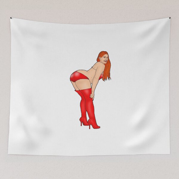 Item preview, PAWG Pin-Up Naked in Red Fetish Outfit designed and sold by PinUpsandPulp.