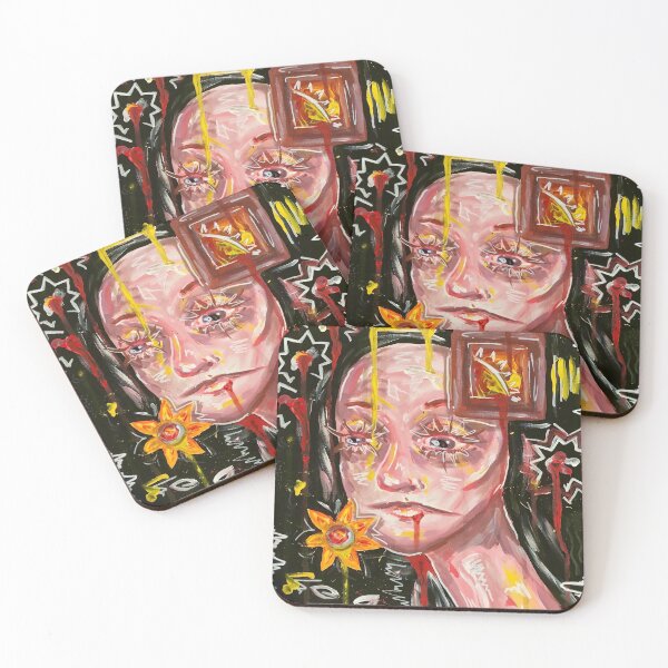 Item preview, Portrait of Person With Long Neck w Flower, Crown, Black Background  designed and sold by Bumble Bean.