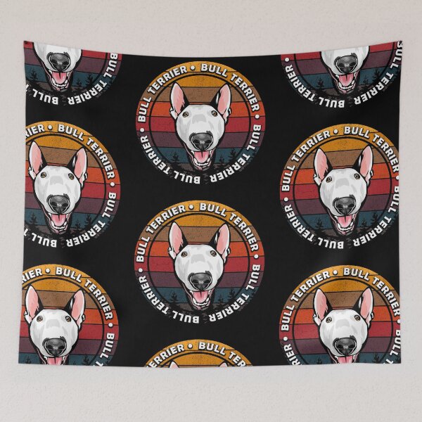 Item preview, Bull terrier distressed sunset retro dog face design designed and sold by SamRVstore.