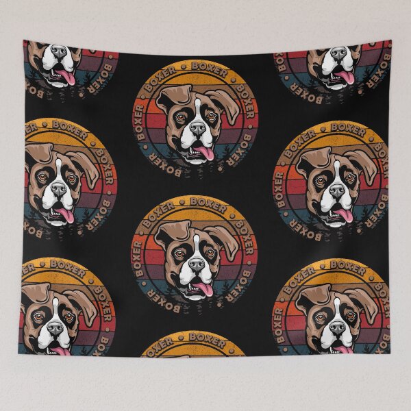 Item preview, Boxer distressed sunset retro dog face design designed and sold by SamRVstore.