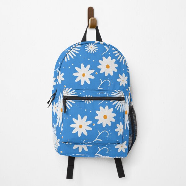 Item preview, White Flower Daisy Pattern on Blue Background designed and sold by softlyspoken.