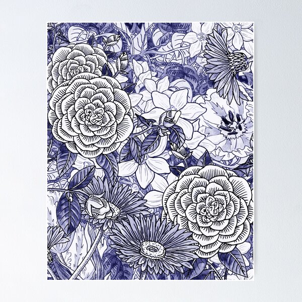 Item preview, Purple Blue Very Peri Abstract Watercolor Flower Garden XV designed and sold by Irina Sztukowski.