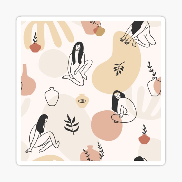 Artikel-Vorschau von Minimalistisches, ästhetisches, tonfarbenes Frauenmuster mit Formen und natürlichen Farben, designt und verkauft von sticker-vault.