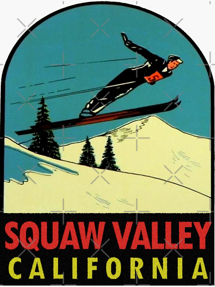 "Squaw Valley Skiing California Vintage Travel Decal" Sticker for Sale