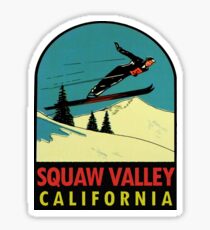 Squaw-Tal-Skifahren-Kalifornien-Weinlese-Reise-Abziehbild Sticker