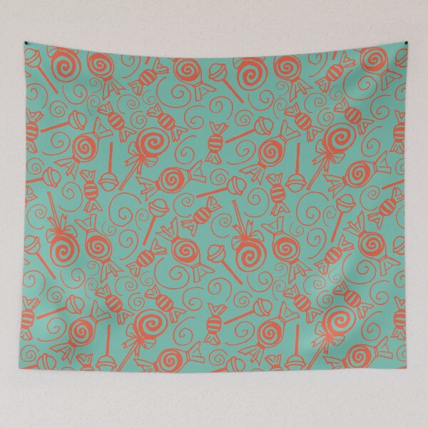 Item preview, Candy Doodles - Red on Blue designed and sold by PaintInTheNight.