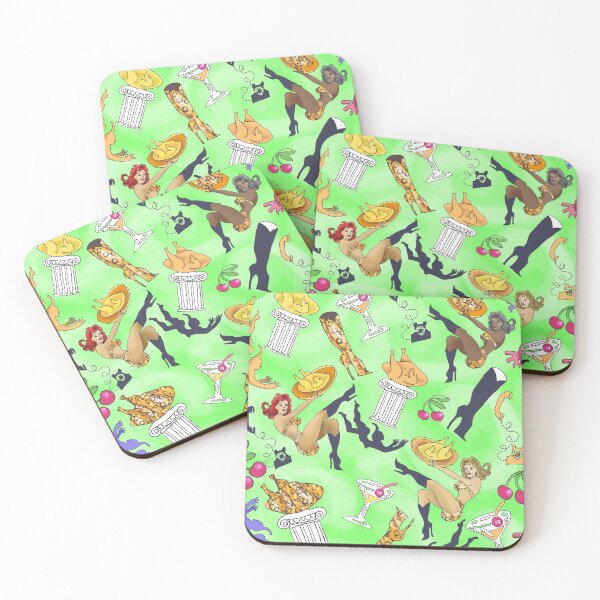 Item preview, Cheerful 50's pin-ups on green background, art by Miguel Matos Official designed and sold by MiguelMatosArt.
