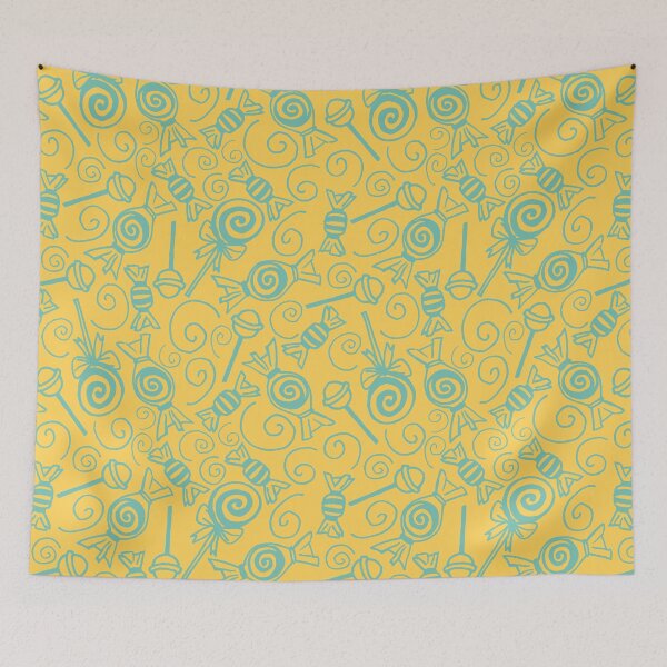 Item preview, Candy Doodles - Blue on Yellow designed and sold by PaintInTheNight.