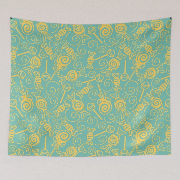 Item preview, Candy Doodles - Yellow on Blue designed and sold by PaintInTheNight.