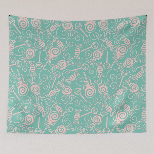 Item preview, Candy Doodles - Pink on Blue designed and sold by PaintInTheNight.