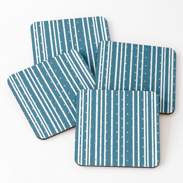 Item preview, Deep Blue white Stripes with Golden Dots designed and sold by Moyanana.