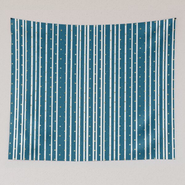 Item preview, Deep Blue white Stripes with Golden Dots designed and sold by Moyanana.