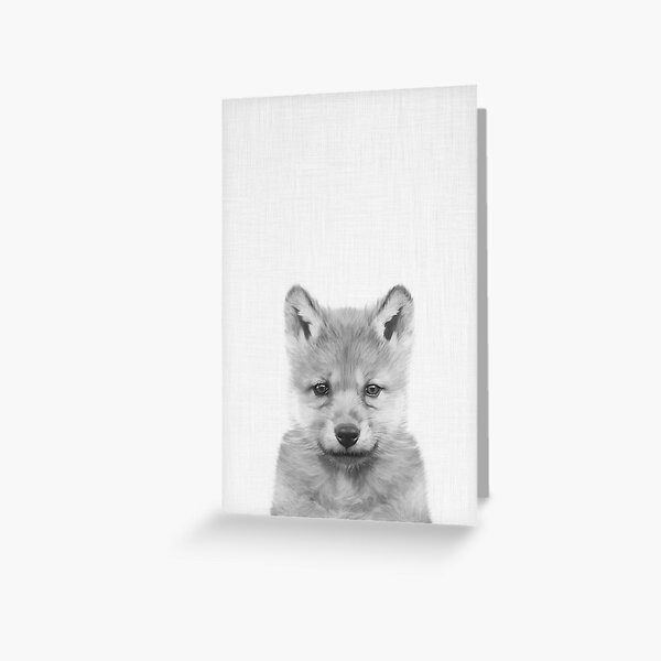 Carte De Vœux Bebe Loup Art Illustration De Loup Bebe Animal Animal Mignon Animal Des Bois Par Taiprints Redbubble