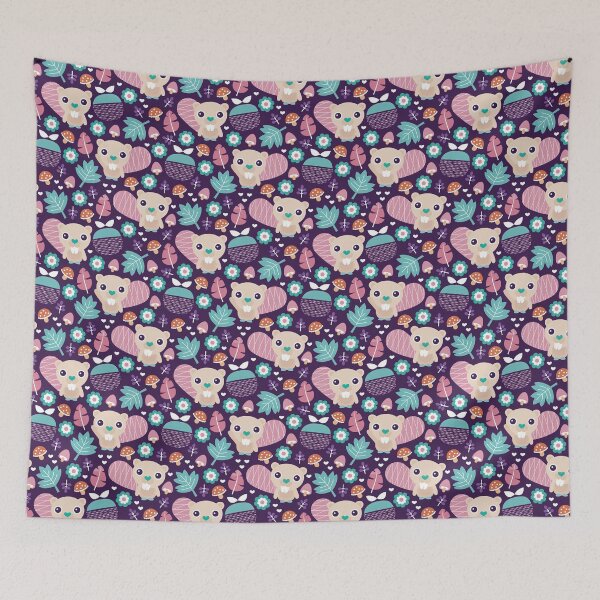 Item preview, Beaver Pattern, Beaver Cartoon, Fruit And Blossom Woodland designed and sold by graphic-genie.