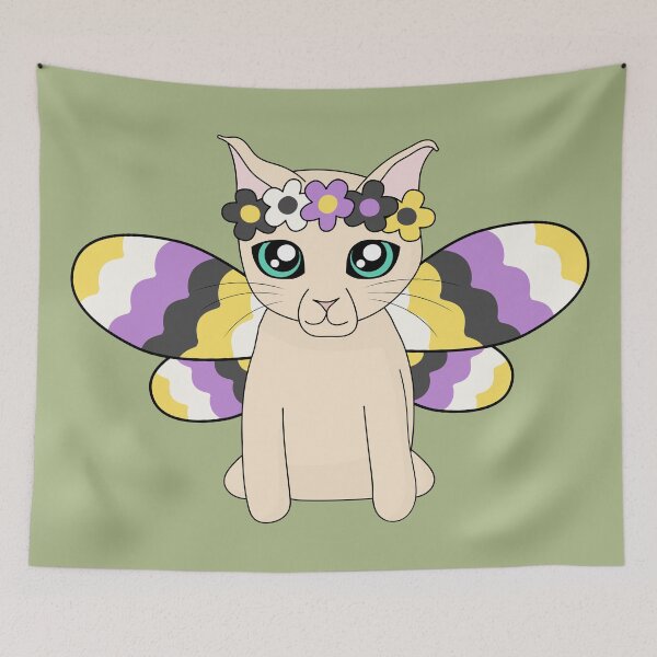 Item preview, Cottagecore Fairycore Kawaii Subtle Nonbinary Pride Cat Fairy designed and sold by cashewdays.