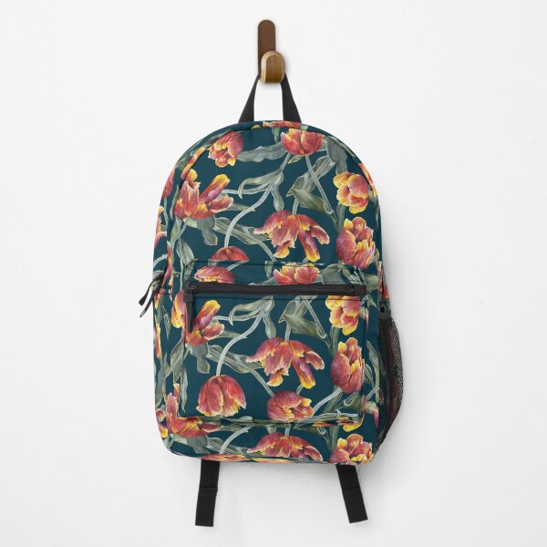 Item preview, Tulip Floral Pattern on Dark Green Background designed and sold by linime1984.