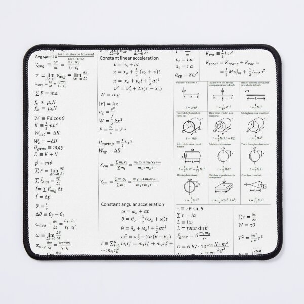 General Physics I Equations  #GeneralPhysicsIEquations #GeneralPhysicsEquations #GeneralPhysics #Equations #General #PhysicsEquations Mouse Pad