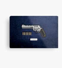.44 Magnum Colt Anaconda mit Munition auf blauem Samt Metalldruck