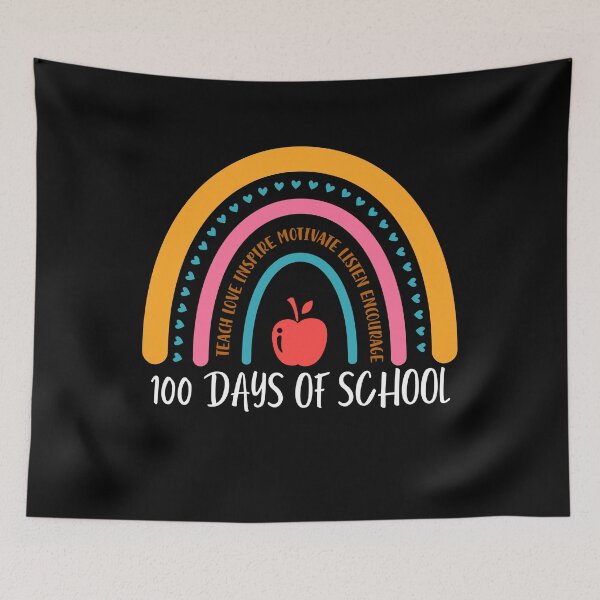 Item preview, 100 days of school (white text)- teacher - kindergarten, preschool, elementary, middle school designed and sold by CaitU.
