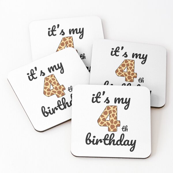 Item preview, Its my birthday, 4th Birthday Giraffe Print, Kid Giraffe 4th Birthday, 4 Years Old Wild Animal, Number Four Safari Zoo designed and sold by singRsong.