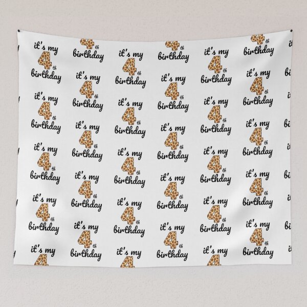Item preview, Its my birthday, 4th Birthday Giraffe Print, Kid Giraffe 4th Birthday, 4 Years Old Wild Animal, Number Four Safari Zoo designed and sold by singRsong.