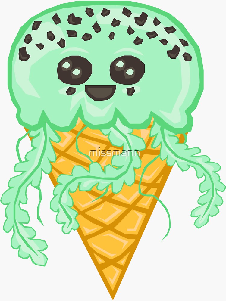 "Mint Jelly Ice Cream" Sticker by missmann Redbubble