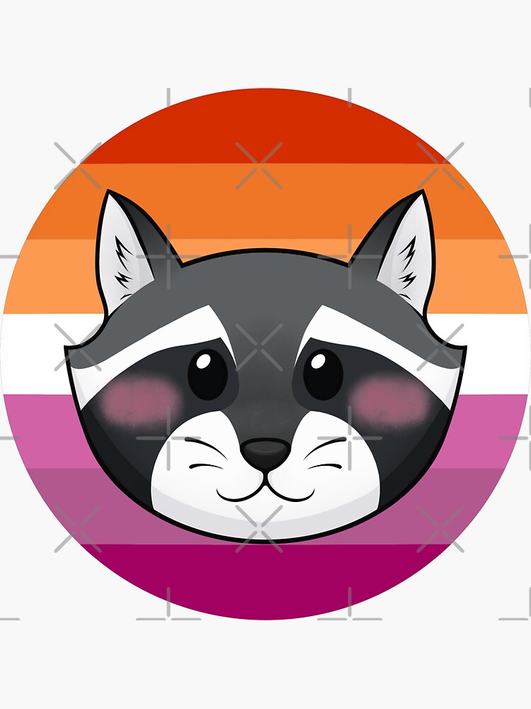 Lesbian Pride Pin Raccoon Sticker For Sale By Bluejayarts04 Redbubble