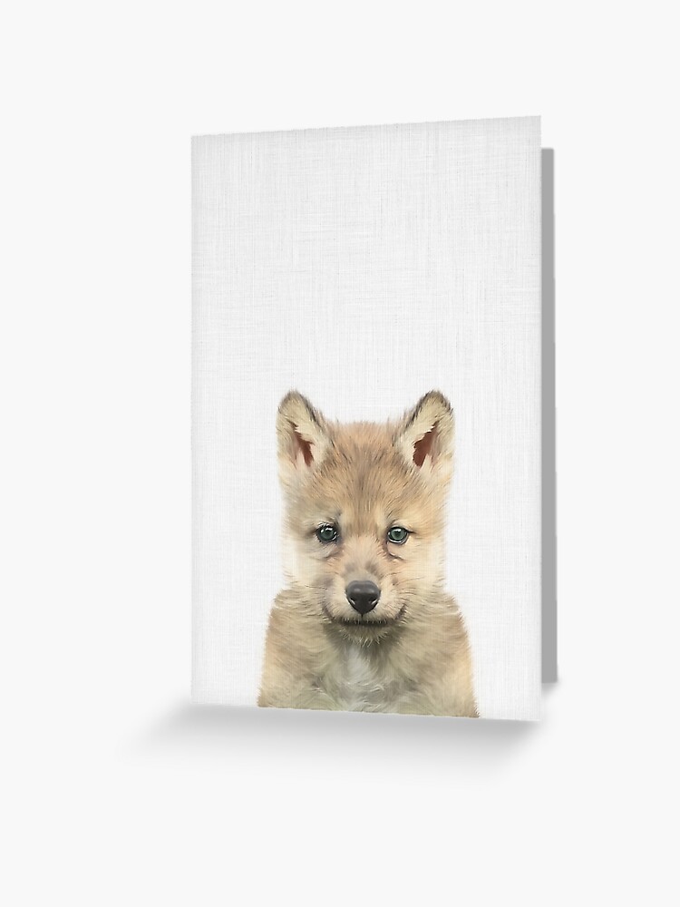 Carte De Vœux Bebe Loup Art Illustration De Loup Bebe Animal Animal Mignon Animal Des Bois Par Taiprints Redbubble