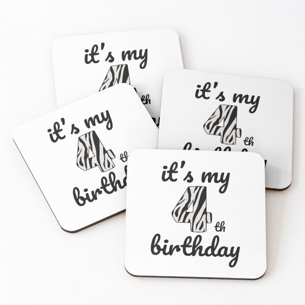 Item preview, Its my birthday, 4th Birthday Zebra Print, Kid Zebra 4th Birthday, 4 Years Old Wild Animal, Number Four Safari Zoo designed and sold by singRsong.