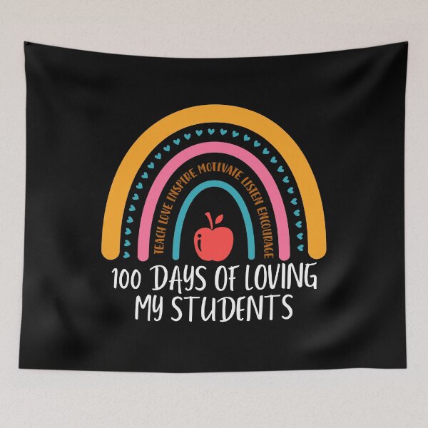 Item preview, 100 days of school (white text)- 100 days of loving my students - teacher - kindergarten, preschool, elementary, middle school designed and sold by CaitU.